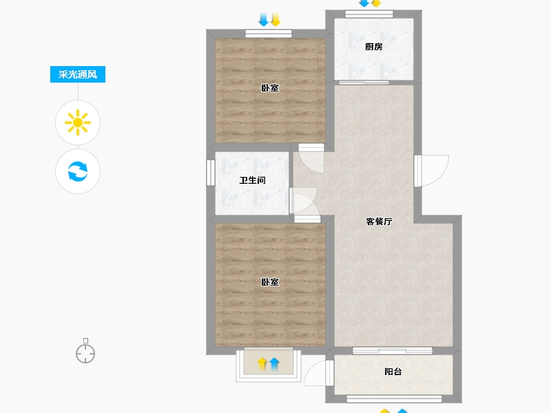 河北省-唐山市-花漾山-66.58-户型库-采光通风