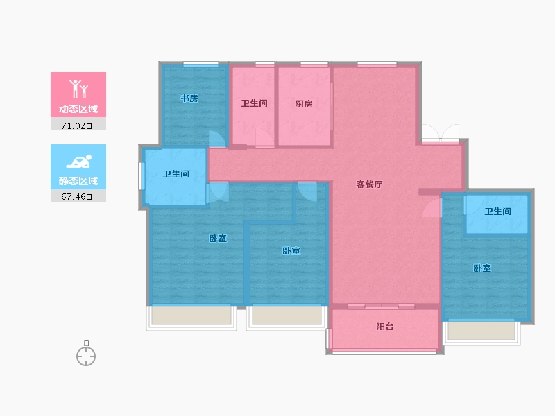 浙江省-绍兴市-滨江城市之星-125.50-户型库-动静分区