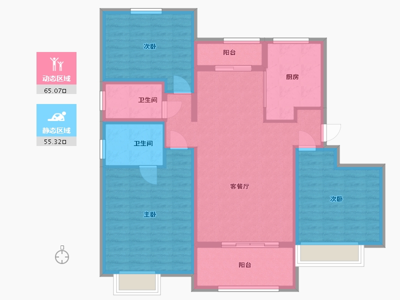 山东省-青岛市-清华园-107.87-户型库-动静分区