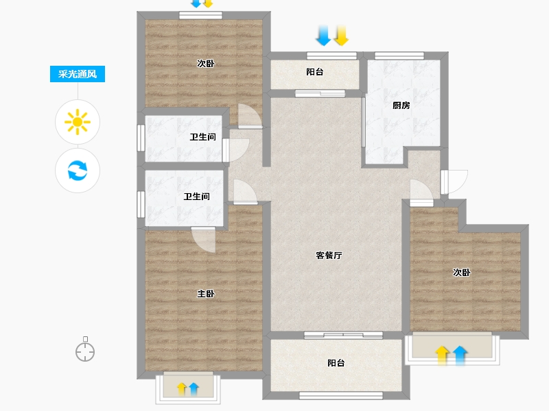 山东省-青岛市-清华园-107.87-户型库-采光通风