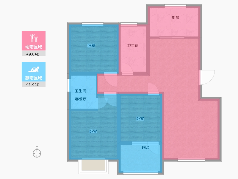 河北省-唐山市-花漾山-83.62-户型库-动静分区