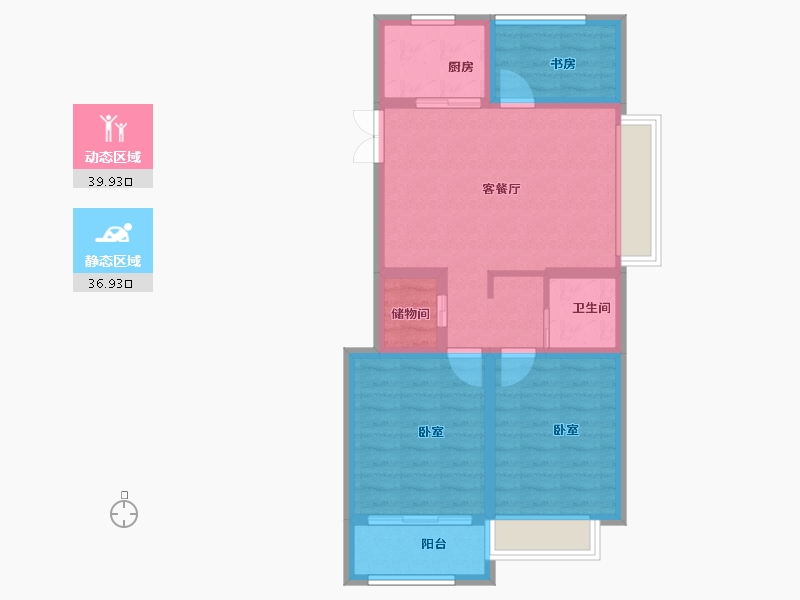 江苏省-扬州市-席家花园-68.00-户型库-动静分区