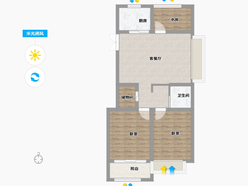 江苏省-扬州市-席家花园-68.00-户型库-采光通风