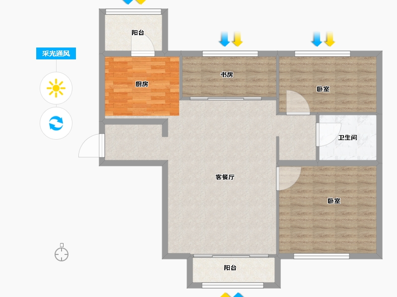 黑龙江省-齐齐哈尔市-锦湖·金色世家-95.01-户型库-采光通风