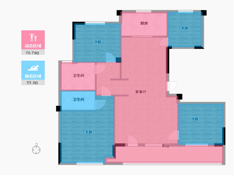 山东省-青岛市-绿城理想之城诚园-114.40-户型库-动静分区