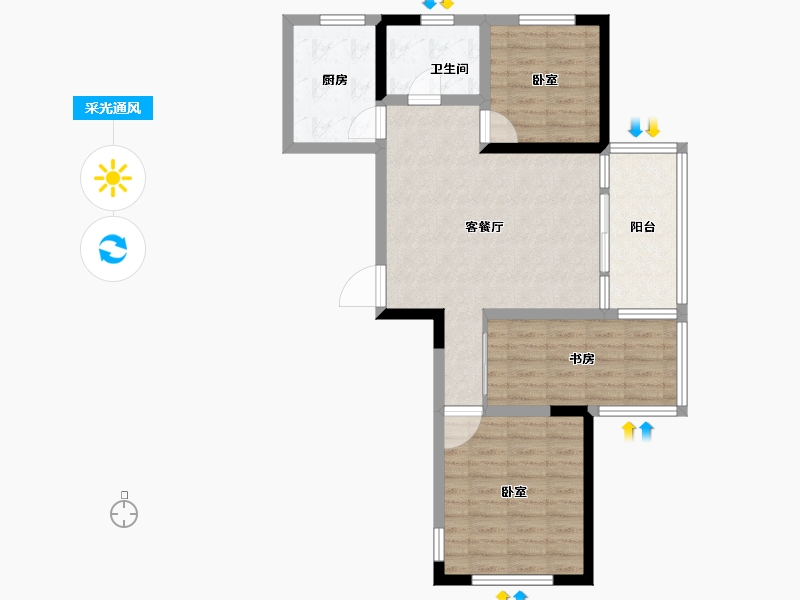 江苏省-常州市-水晶城-75.00-户型库-采光通风