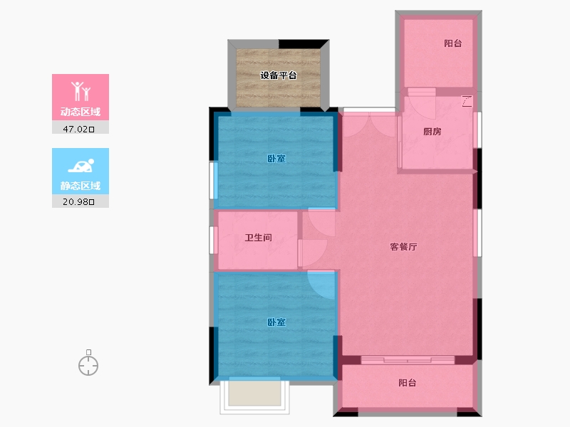 广东省-江门市-万隆茗汇轩-65.32-户型库-动静分区