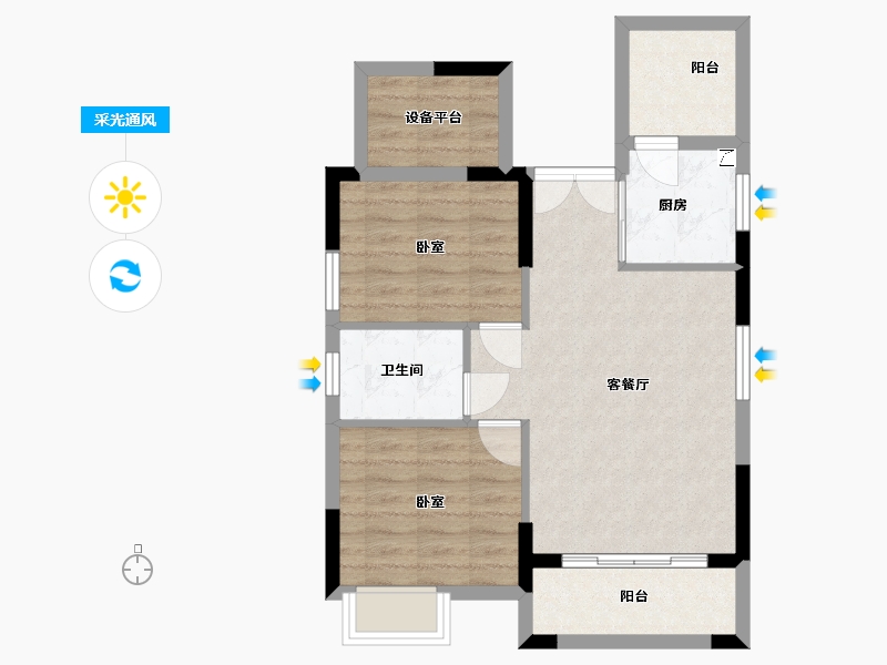 广东省-江门市-万隆茗汇轩-65.32-户型库-采光通风