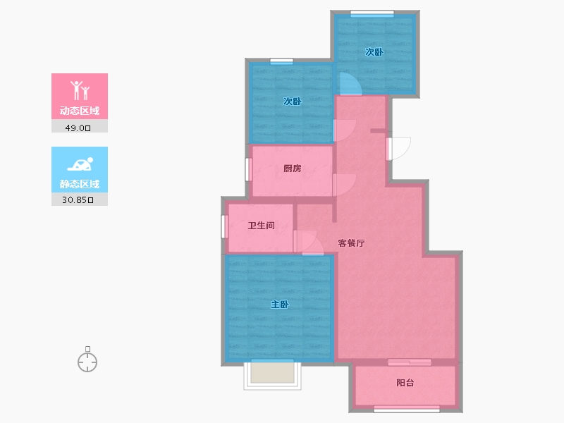 山东省-青岛市-清华园-71.20-户型库-动静分区