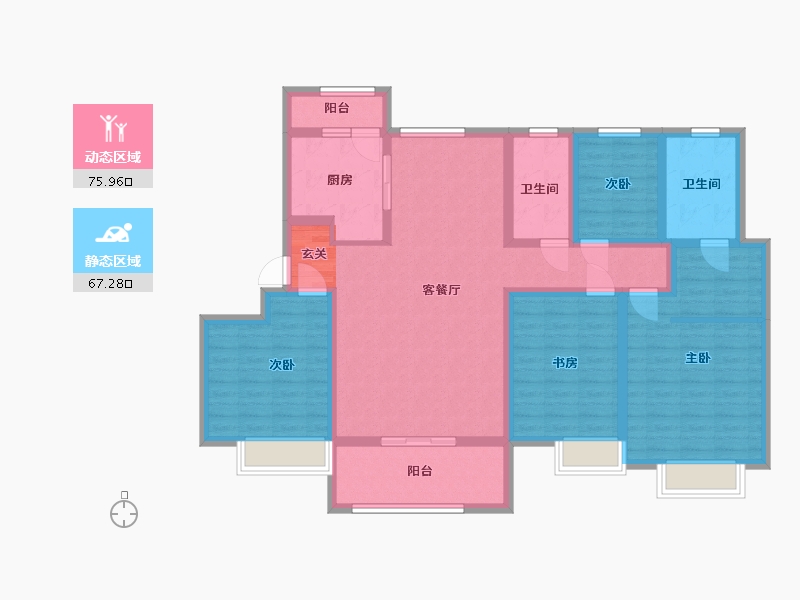 山东省-青岛市-清华园-127.20-户型库-动静分区