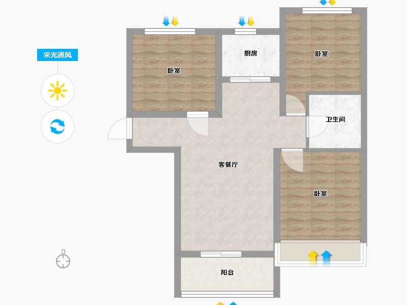 河北省-保定市-印象城·牛津花园-77.00-户型库-采光通风