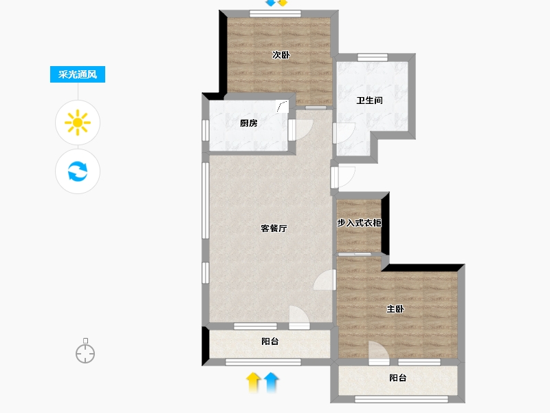 山东省-青岛市-绿城理想之城诚园-72.80-户型库-采光通风