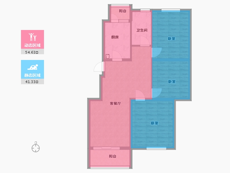 江苏省-扬州市-江广之星-86.00-户型库-动静分区