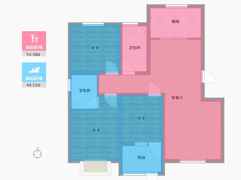 河北省-唐山市-花漾山-83.62-户型库-动静分区