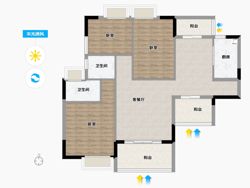 广东省-江门市-豪家名苑-111.00-户型库-采光通风