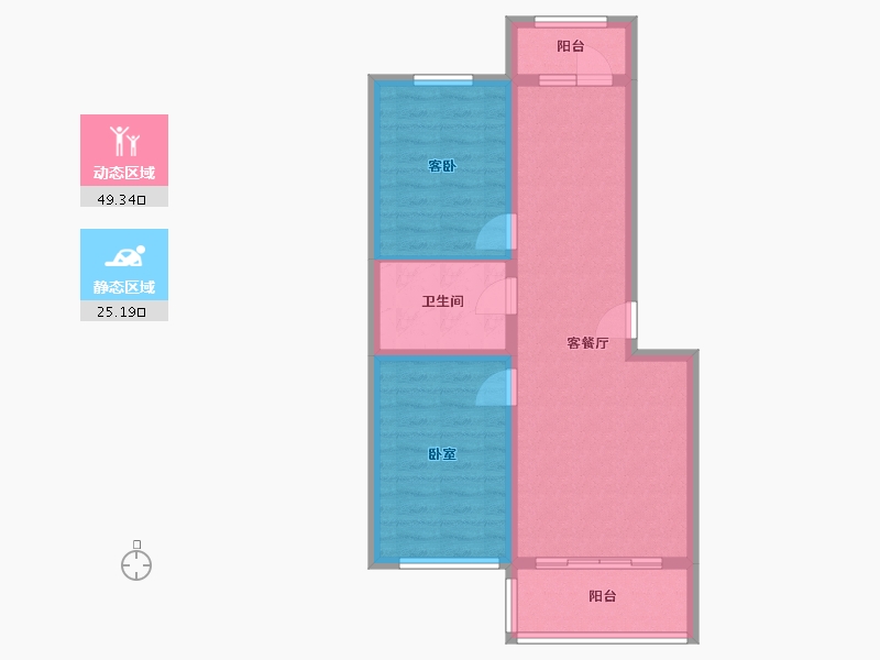 内蒙古自治区-呼伦贝尔市-东升嘉园-66.43-户型库-动静分区