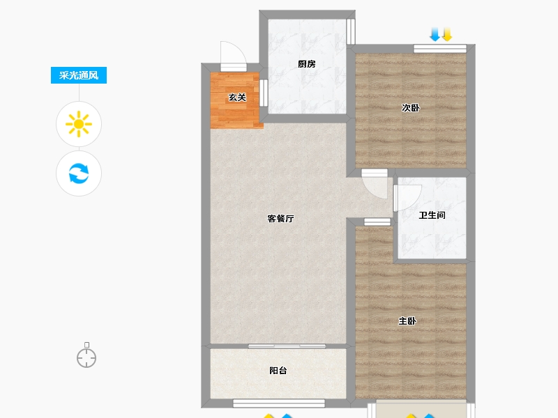 山东省-青岛市-鸿泰锦园-72.00-户型库-采光通风