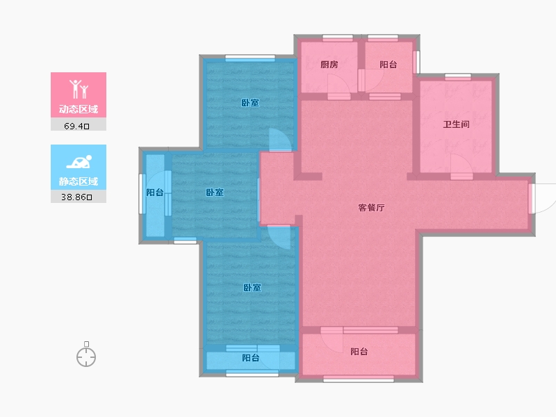 辽宁省-大连市-普罗旺斯-95.33-户型库-动静分区