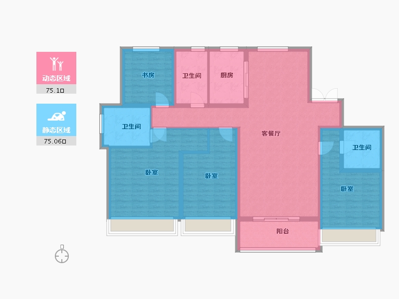 浙江省-绍兴市-滨江城市之星-135.03-户型库-动静分区