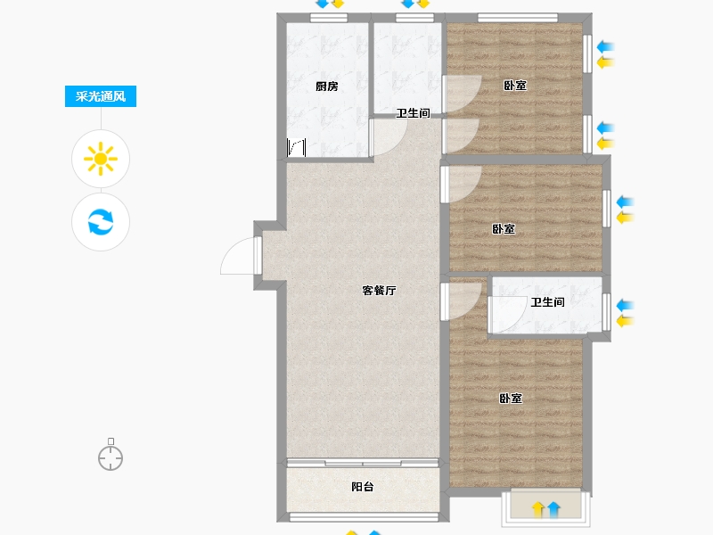 河北省-保定市-天威绿谷-105.01-户型库-采光通风