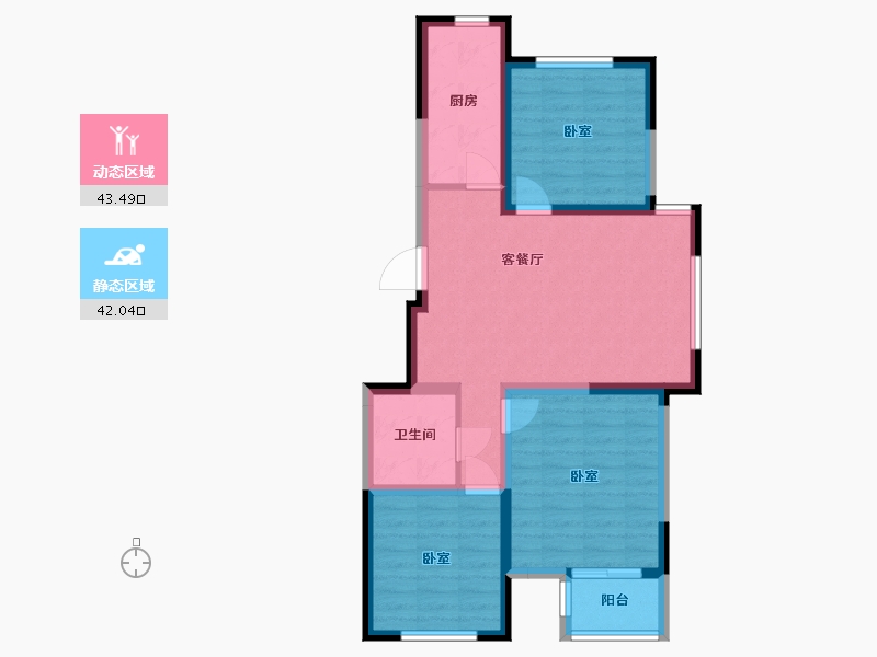 河北省-唐山市-龙云国际-76.00-户型库-动静分区