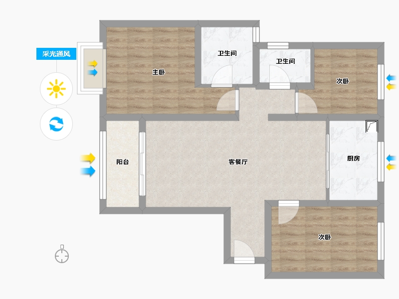 新疆维吾尔自治区-乌鲁木齐市-山水兰德-73.75-户型库-采光通风