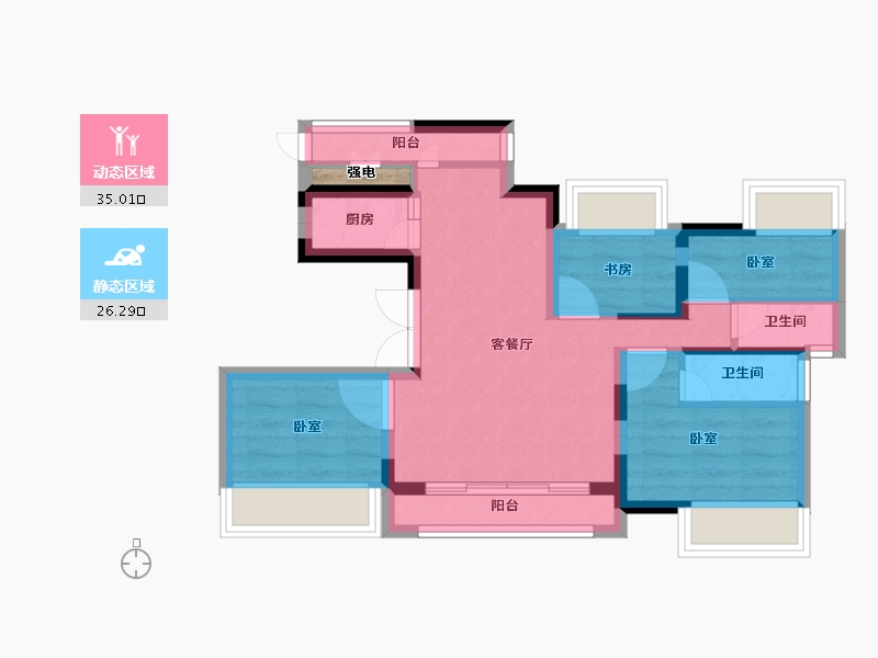 安徽省-安庆市-金元·凯旋尊邸-53.72-户型库-动静分区