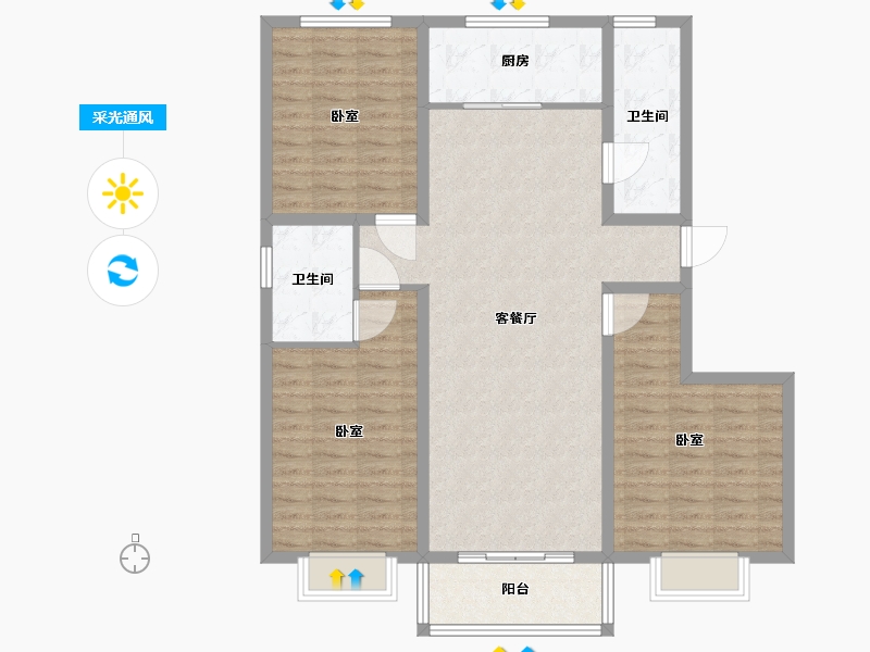 河北省-保定市-沐日府-110.39-户型库-采光通风