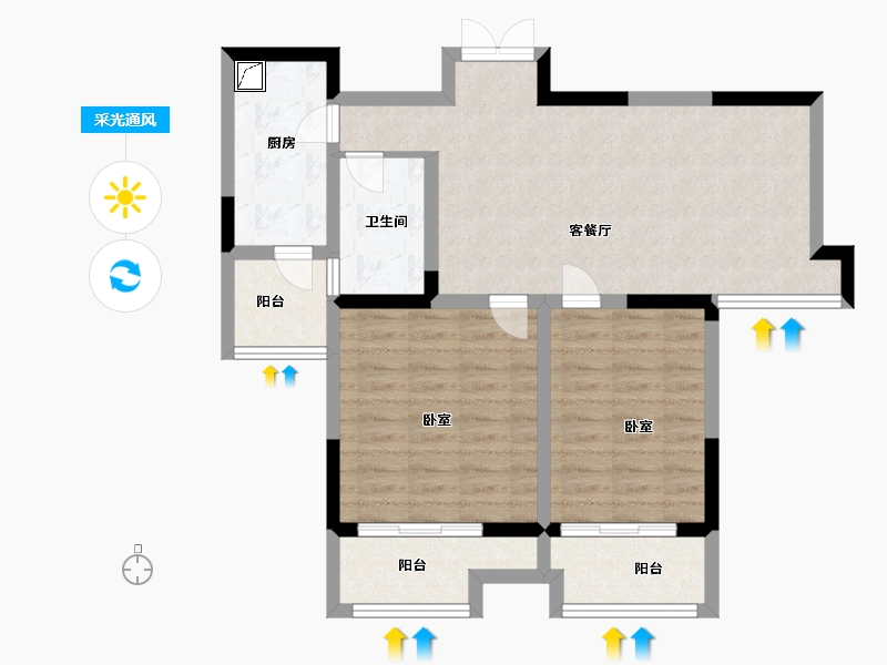 江苏省-扬州市-万豪西花苑-78.00-户型库-采光通风