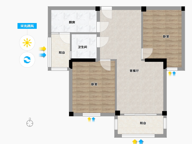 江西省-上饶市-龙华凤凰城-71.00-户型库-采光通风