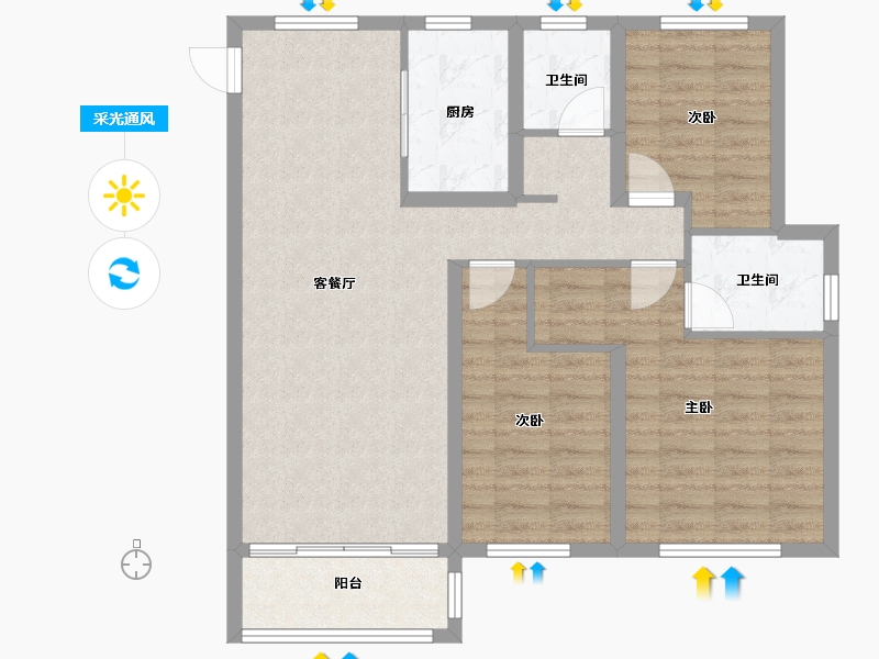 山东省-青岛市-鲁商蓝岸新城-90.00-户型库-采光通风