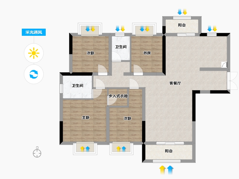 湖南省-株洲市-学府时代-109.32-户型库-采光通风