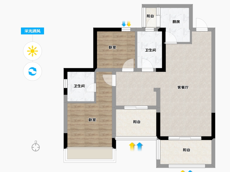 四川省-资阳市-上安·香山-75.55-户型库-采光通风