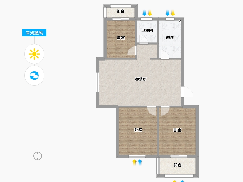 浙江省-宁波市-丽景花园-77.00-户型库-采光通风