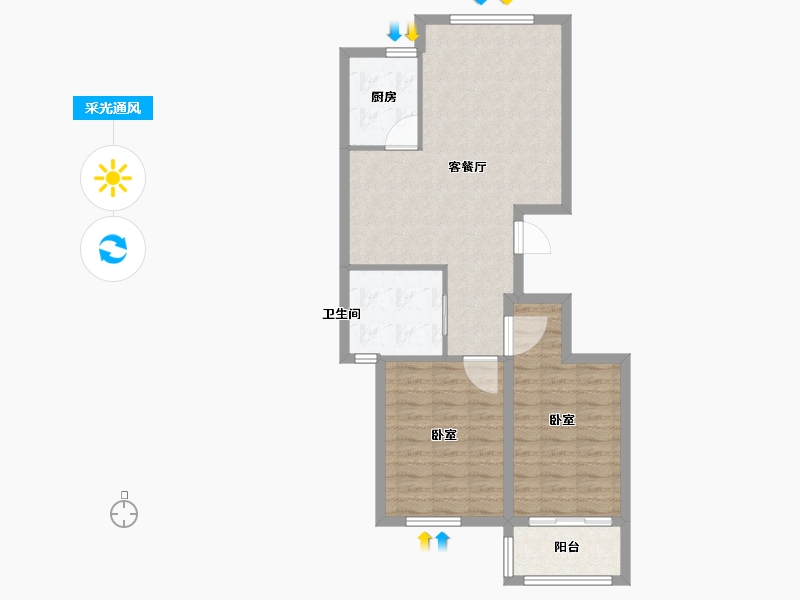 浙江省-宁波市-中塑新苑-73.00-户型库-采光通风