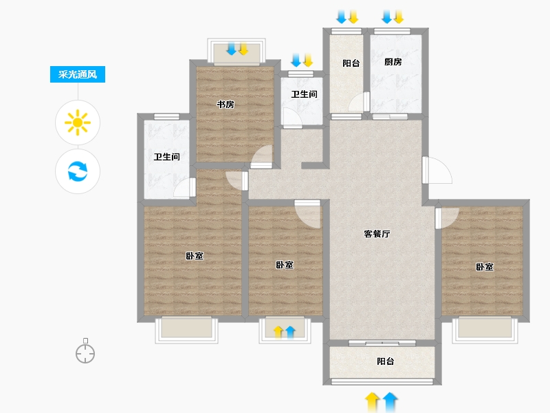 江苏省-无锡市-明瑞花园-123.00-户型库-采光通风