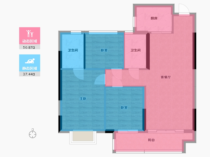 湖北省-襄阳市-民发·东著-79.71-户型库-动静分区