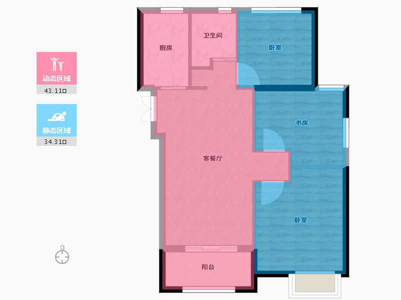 浙江省-宁波市-龙樾湾-70.00-户型库-动静分区