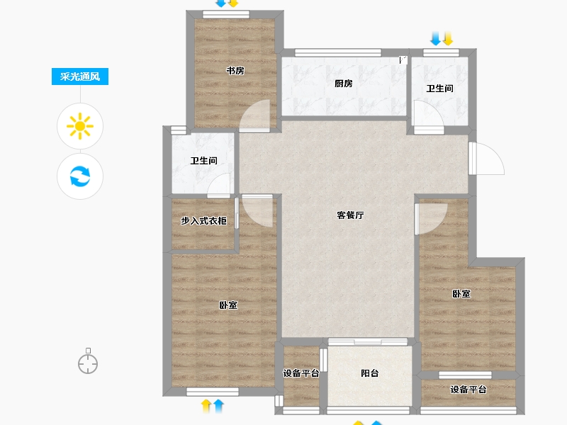 浙江省-宁波市-国骅宜家华府-90.00-户型库-采光通风