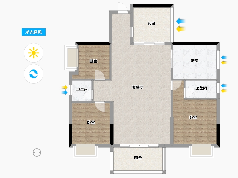 四川省-泸州市-三溪酒城国际-107.97-户型库-采光通风