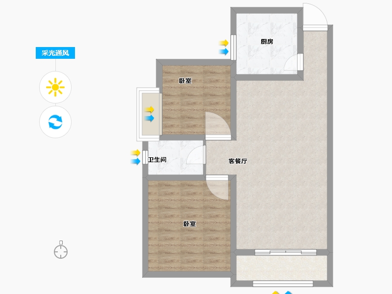 河北省-廊坊市-北京御湖湾-69.99-户型库-采光通风