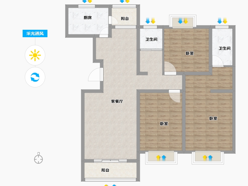 江苏省-无锡市-明瑞花园-117.00-户型库-采光通风