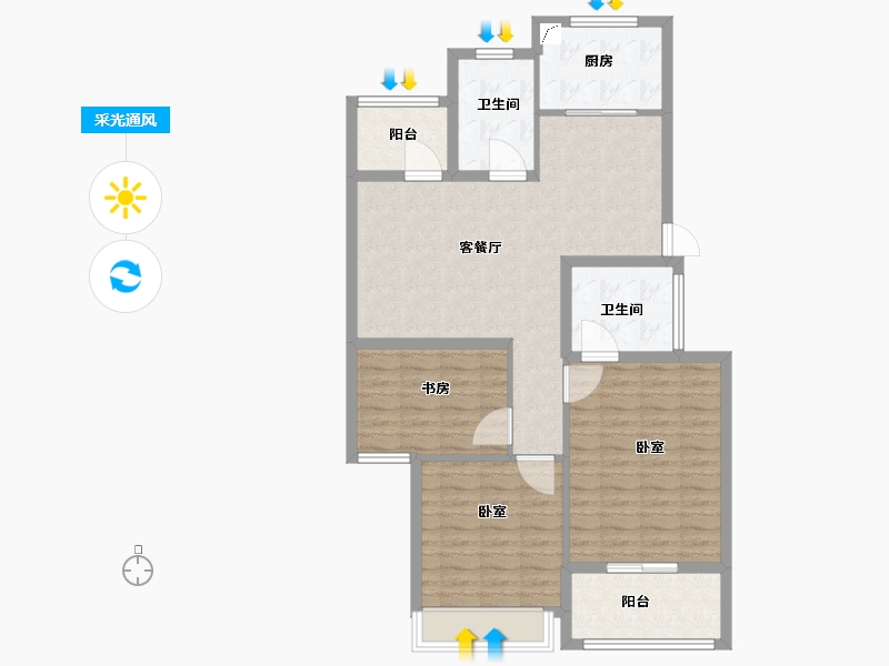 浙江省-绍兴市-华宇兰园-96.00-户型库-采光通风