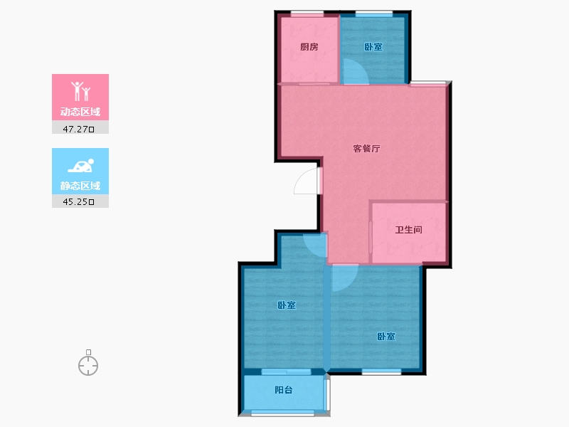 浙江省-宁波市-中塑新苑-84.00-户型库-动静分区