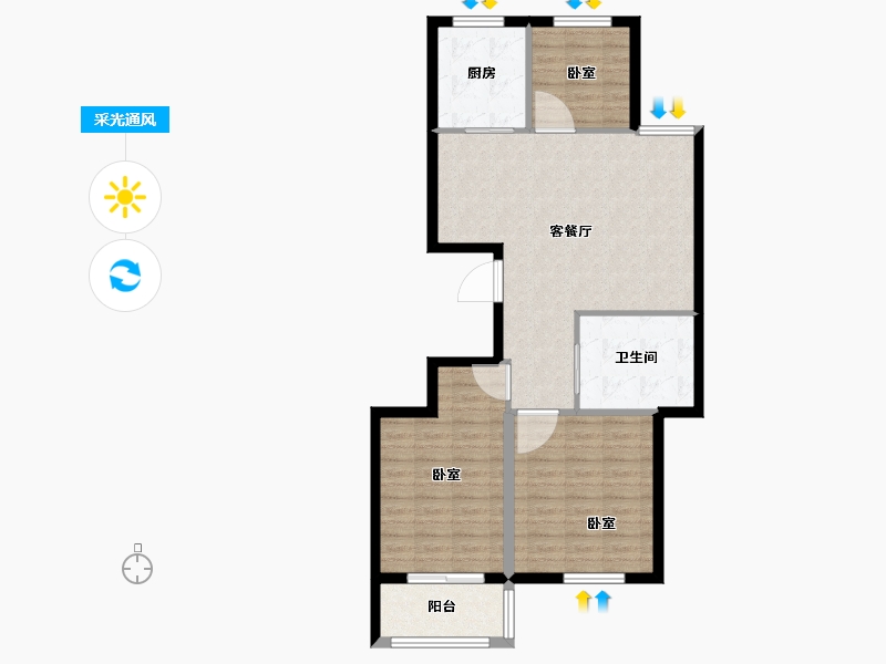 浙江省-宁波市-中塑新苑-84.00-户型库-采光通风