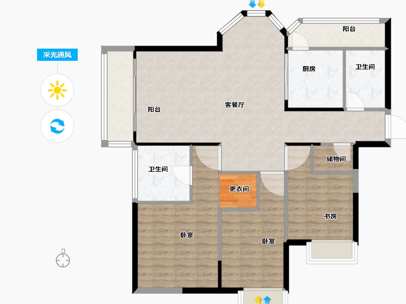 福建省-宁德市-碧城云庭-111.25-户型库-采光通风