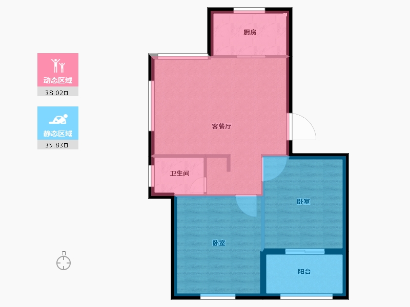 浙江省-宁波市-丽景花园-67.00-户型库-动静分区