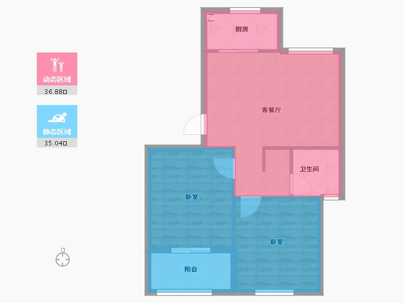 浙江省-宁波市-丽景花园-65.00-户型库-动静分区