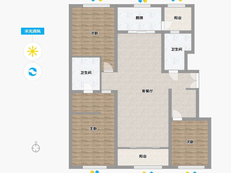 河北省-邯郸市-阳光东尚-129.07-户型库-采光通风