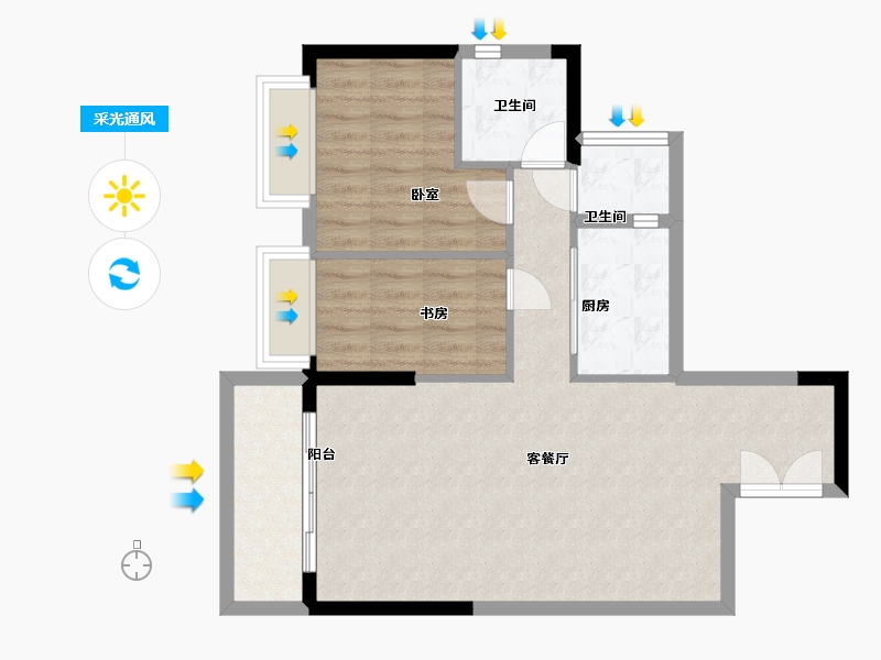 广东省-广州市-君荟名轩-71.37-户型库-采光通风